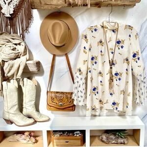 Free People Cream Floral Mini Dress